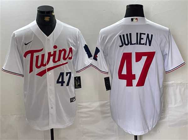 Mens Minnesota Twins #47 Edouard Julien White Cool Base Stitched Jersey->minnesota twins->MLB Jersey